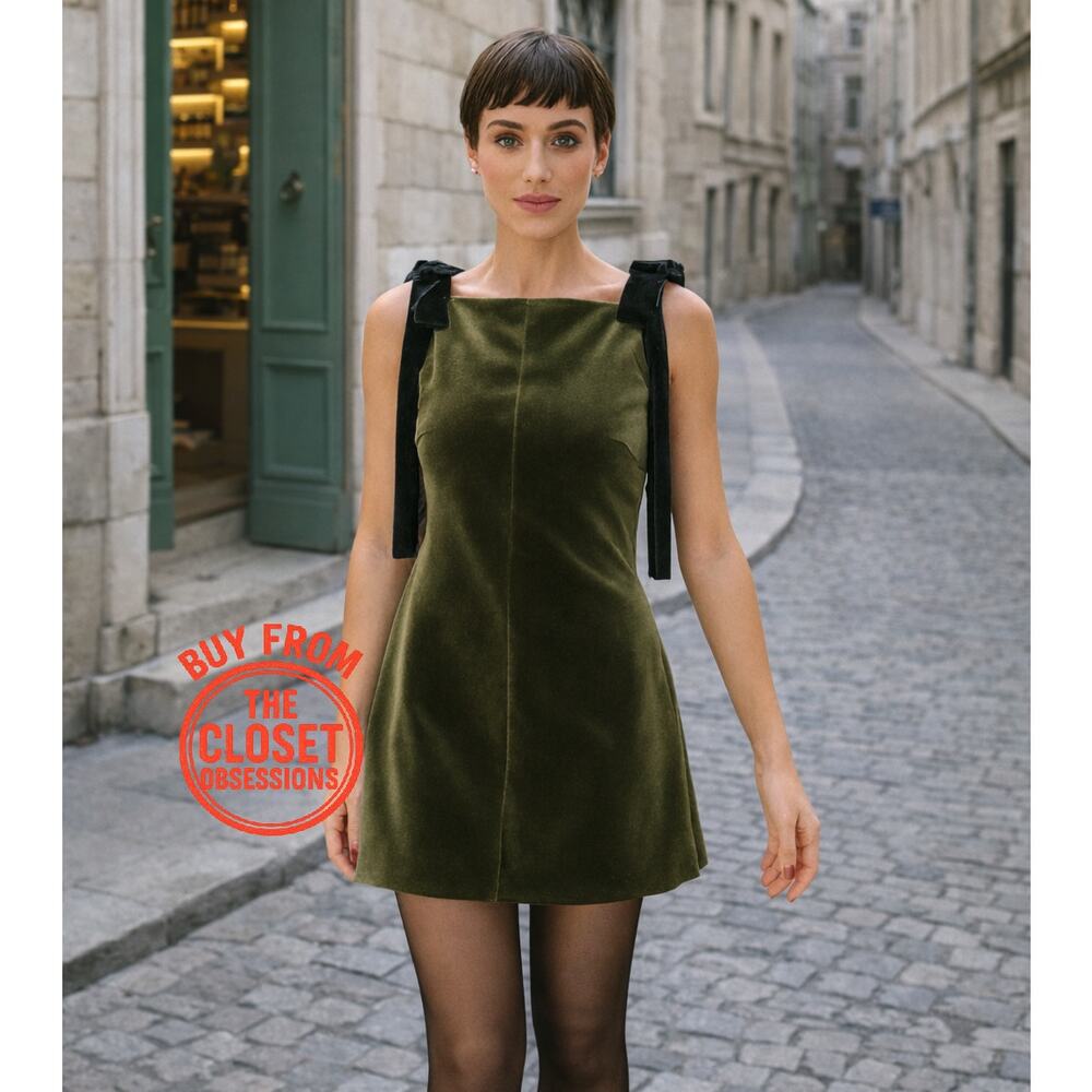 LAST ONE!!! ZARA Short Velvet Mini Dress w/ Shoulder Ties | Black | Sizes M